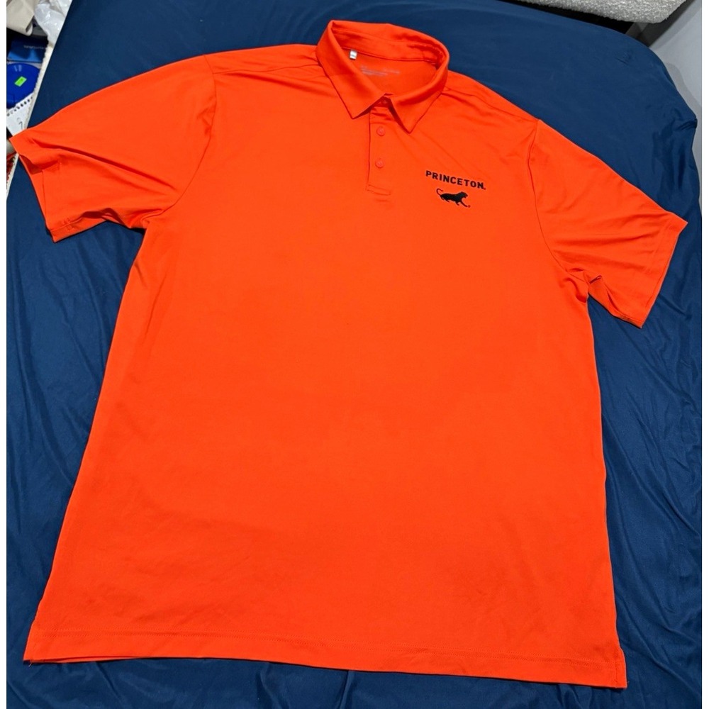 Under Armour Men's Princeton Embroidered Logo Vibrant Orange Polo Shirt XL